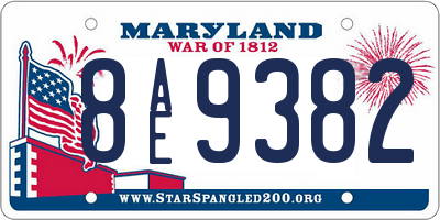 MD license plate 8AE9382