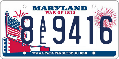 MD license plate 8AE9416