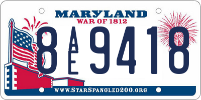 MD license plate 8AE9418