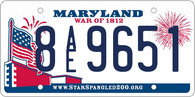 MD license plate 8AE9651
