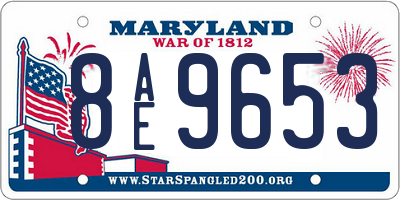 MD license plate 8AE9653