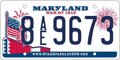 MD license plate 8AE9673