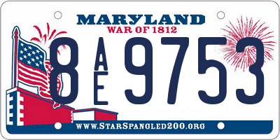 MD license plate 8AE9753