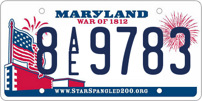MD license plate 8AE9783