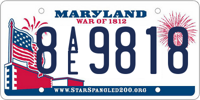 MD license plate 8AE9818