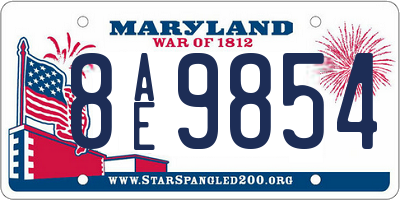 MD license plate 8AE9854