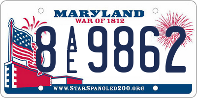 MD license plate 8AE9862