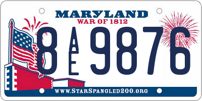 MD license plate 8AE9876