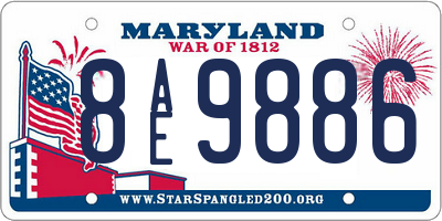 MD license plate 8AE9886