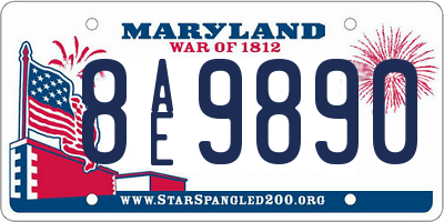 MD license plate 8AE9890