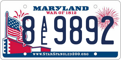 MD license plate 8AE9892