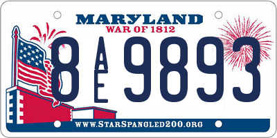 MD license plate 8AE9893