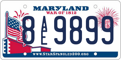 MD license plate 8AE9899
