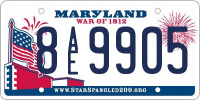 MD license plate 8AE9905