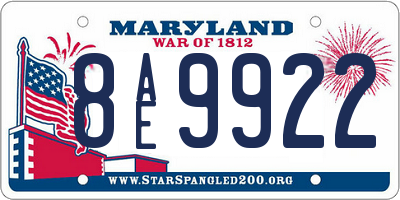 MD license plate 8AE9922