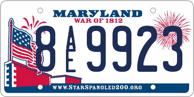MD license plate 8AE9923