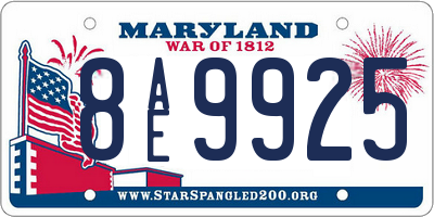 MD license plate 8AE9925