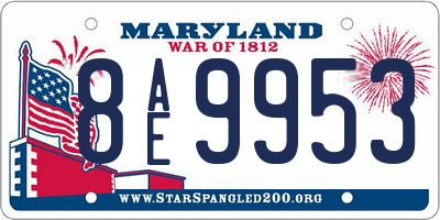 MD license plate 8AE9953