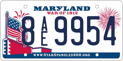 MD license plate 8AE9954