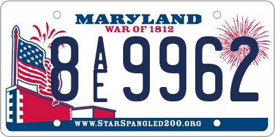 MD license plate 8AE9962