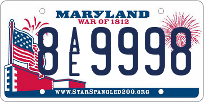 MD license plate 8AE9998