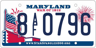 MD license plate 8AF0796