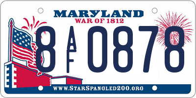 MD license plate 8AF0878