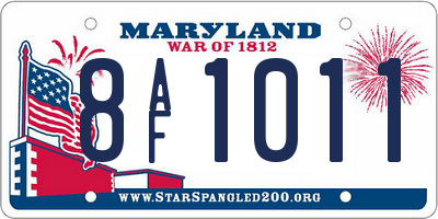 MD license plate 8AF1011
