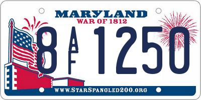 MD license plate 8AF1250