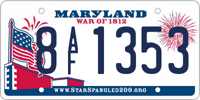 MD license plate 8AF1353
