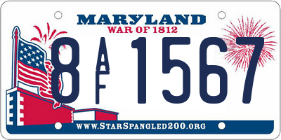 MD license plate 8AF1567