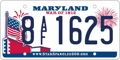 MD license plate 8AF1625
