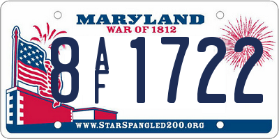 MD license plate 8AF1722