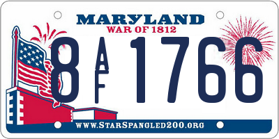 MD license plate 8AF1766