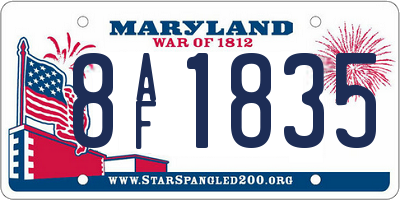 MD license plate 8AF1835