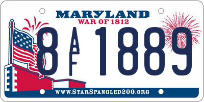 MD license plate 8AF1889