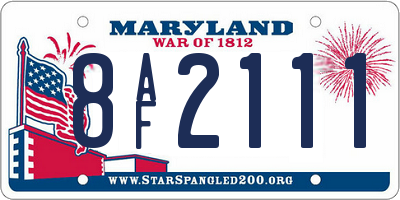 MD license plate 8AF2111