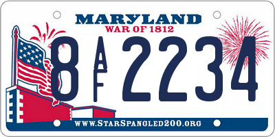 MD license plate 8AF2234