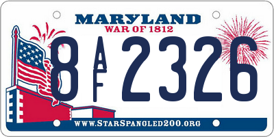 MD license plate 8AF2326