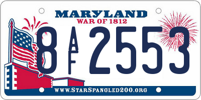MD license plate 8AF2553