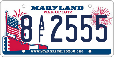 MD license plate 8AF2555