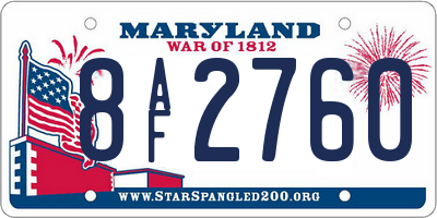 MD license plate 8AF2760