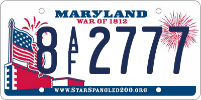 MD license plate 8AF2777