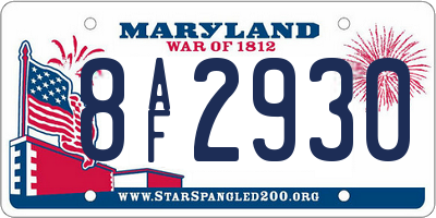 MD license plate 8AF2930