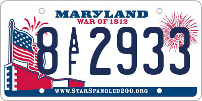 MD license plate 8AF2933