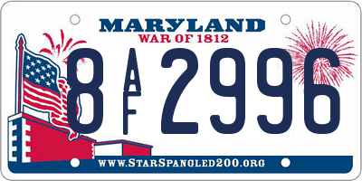 MD license plate 8AF2996