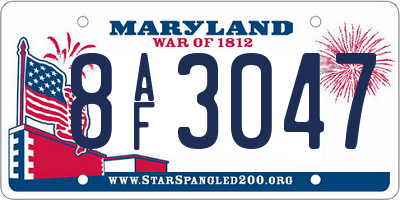 MD license plate 8AF3047