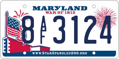 MD license plate 8AF3124