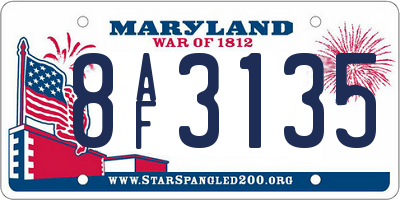 MD license plate 8AF3135