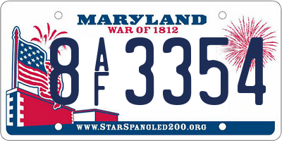 MD license plate 8AF3354